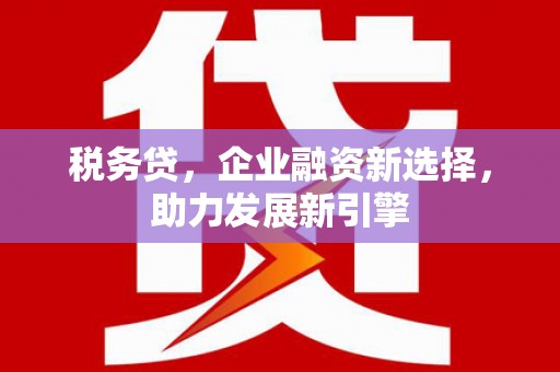 峨山税务贷，企业融资新选择，助力发展新引擎